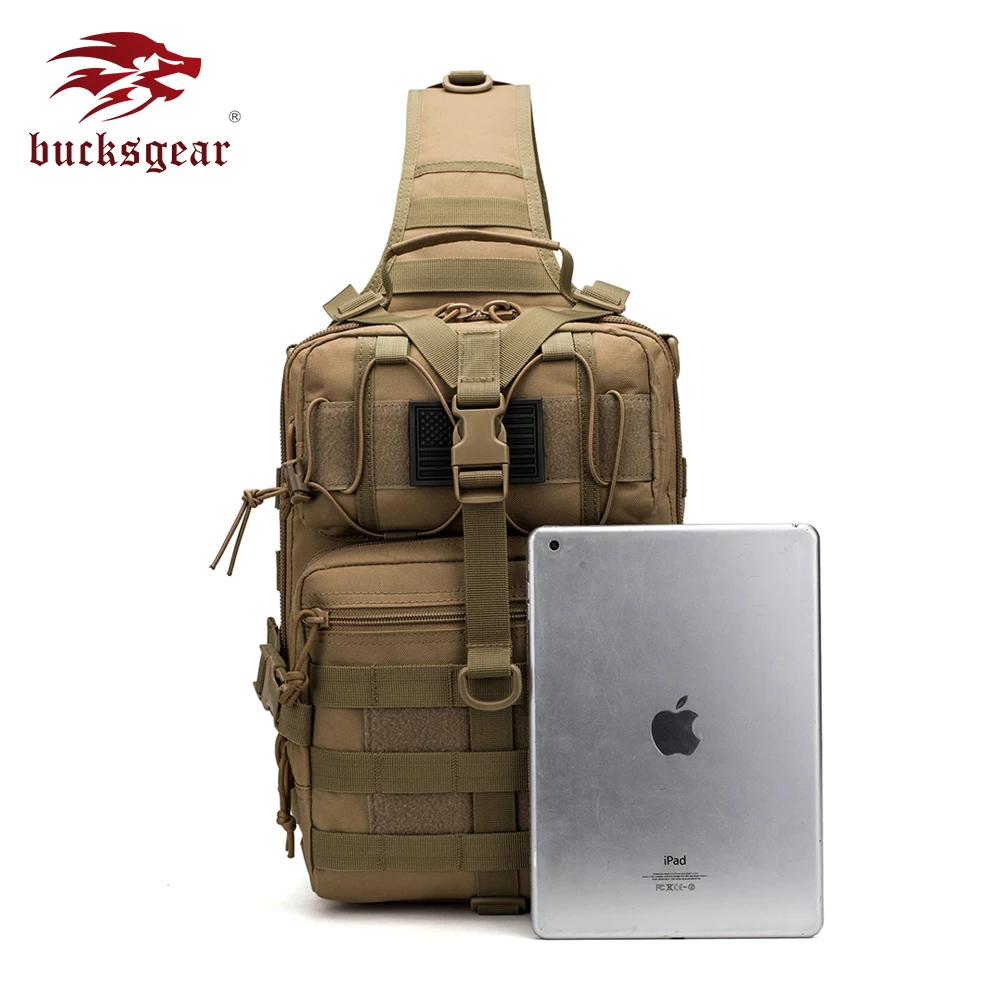 Фабрика Bucksgear под заказ Oem Водонепроницаемая Полиэстеровая сумка через плечо, тактическая нагрудная сумка для мужчин