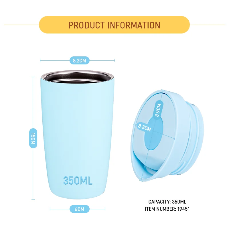 2024 Everich New Launching 350ML Leak-proof Double Wall Insulation Sport Tumbler with Press Lid