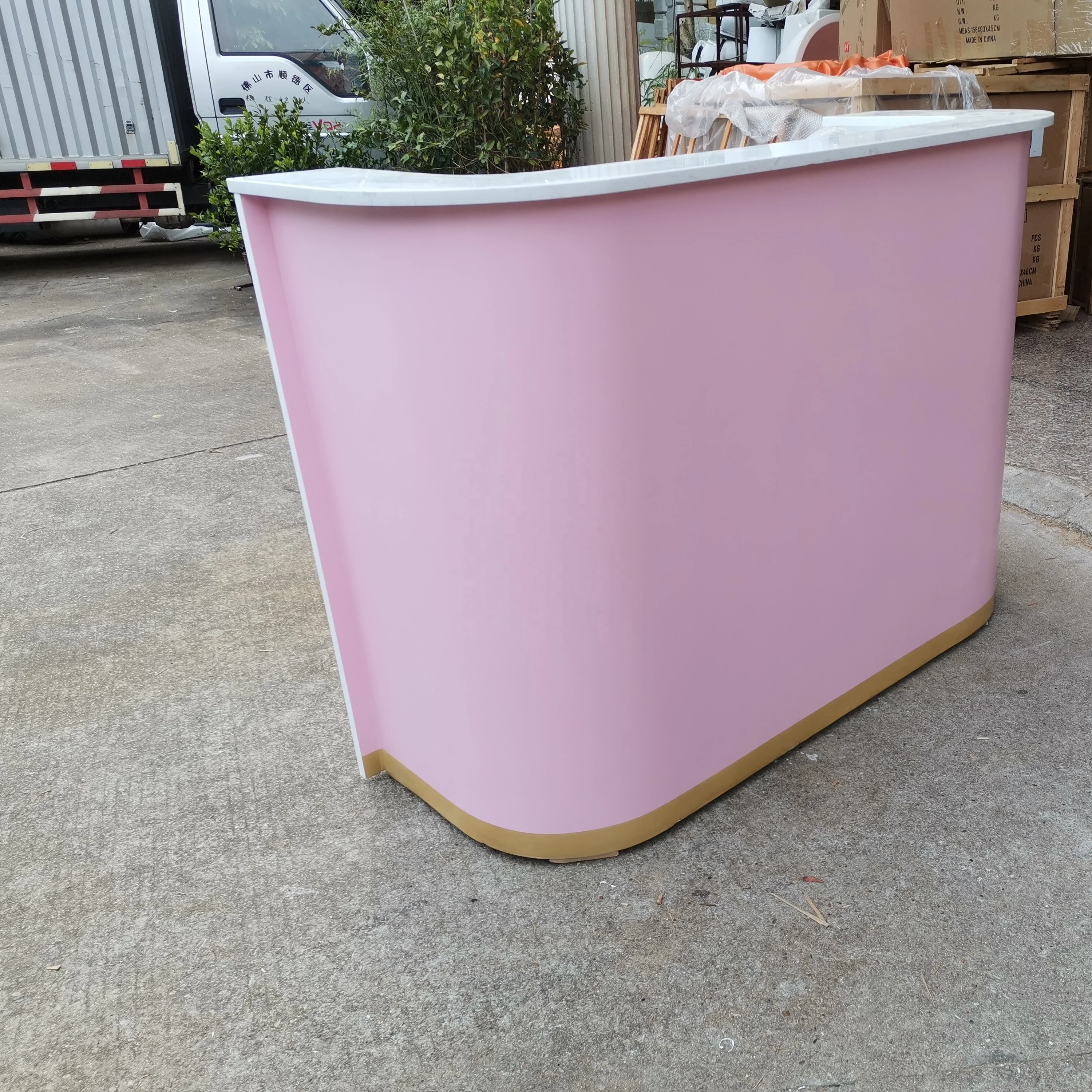 Краска для выпечки из массива дерева, индивидуальный кассир, офисная мебель, стойка для регистрации, стойка для регистрации, розовый стол для регистрации, наличный стол, горячая распродажа