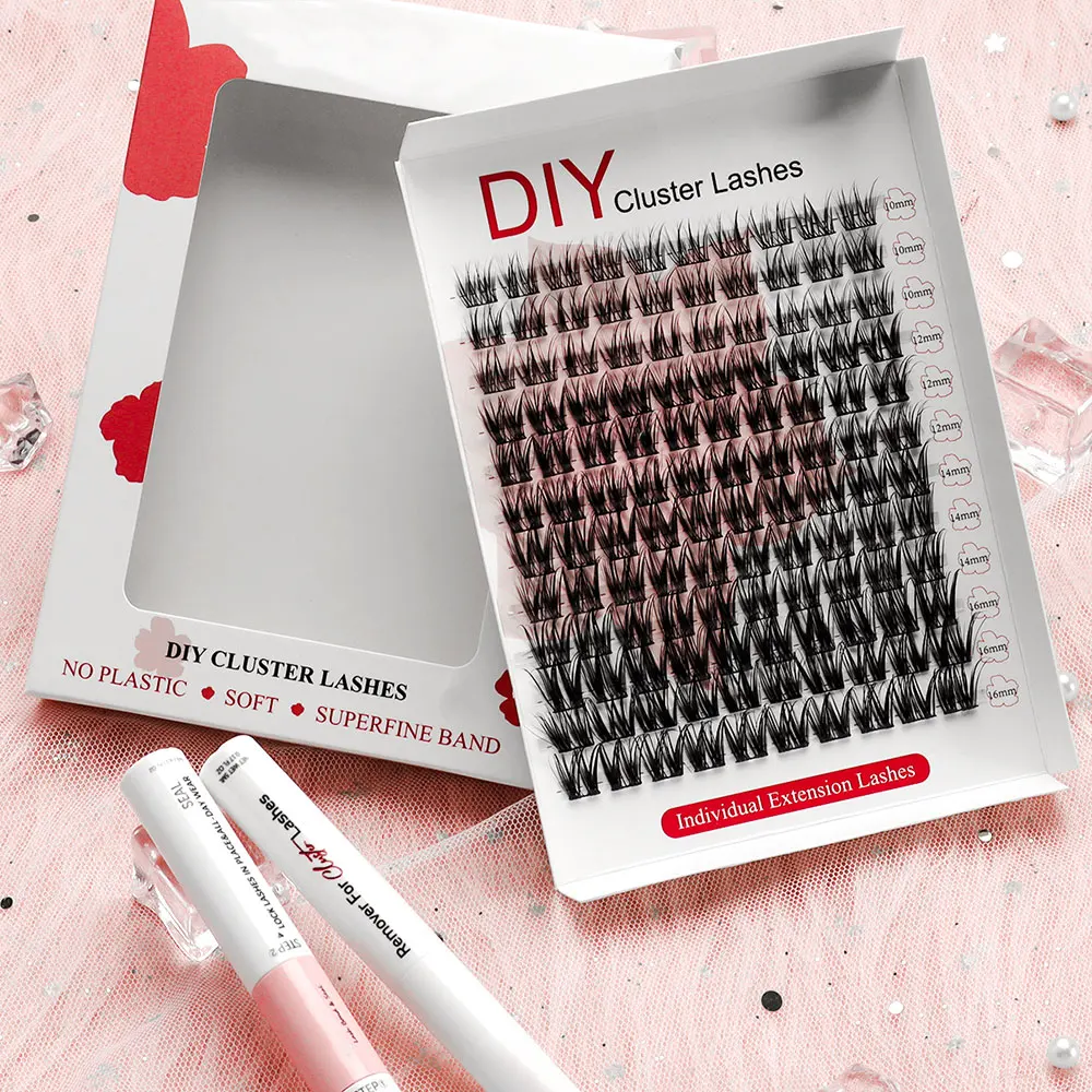 Private Label 0.03 0.05 0.07 Mix Curl Individual Eyelash Extension Clusters Lashes Wholesale Individual Diy Clusters Lashes
