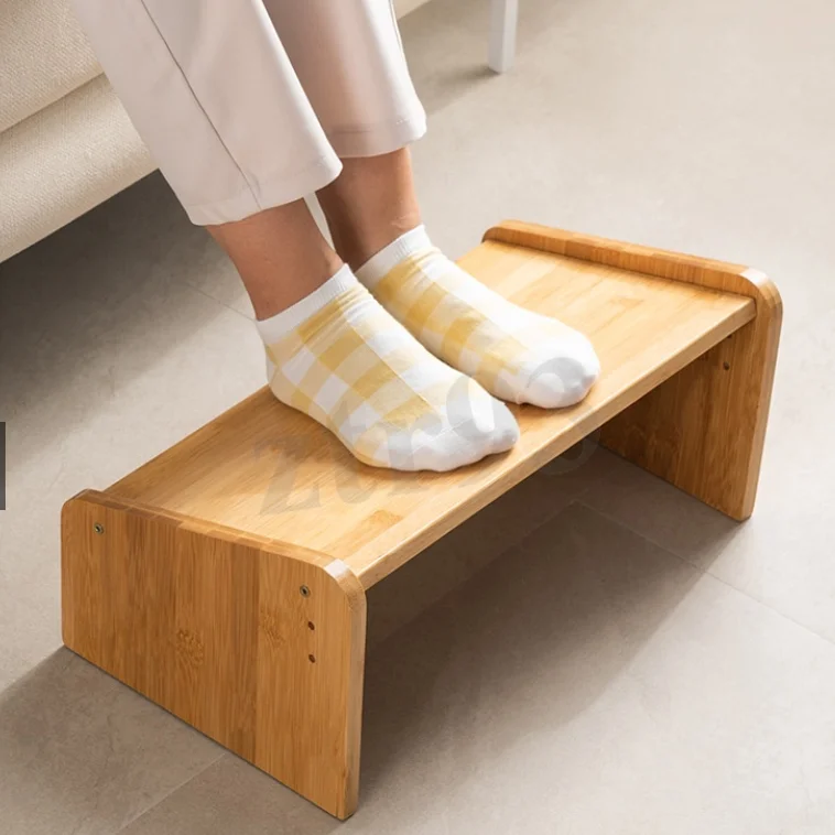 Foot Rest Stool Bamboo Office Footrest Stool Under The Desk Legs Footstool Handy Tool