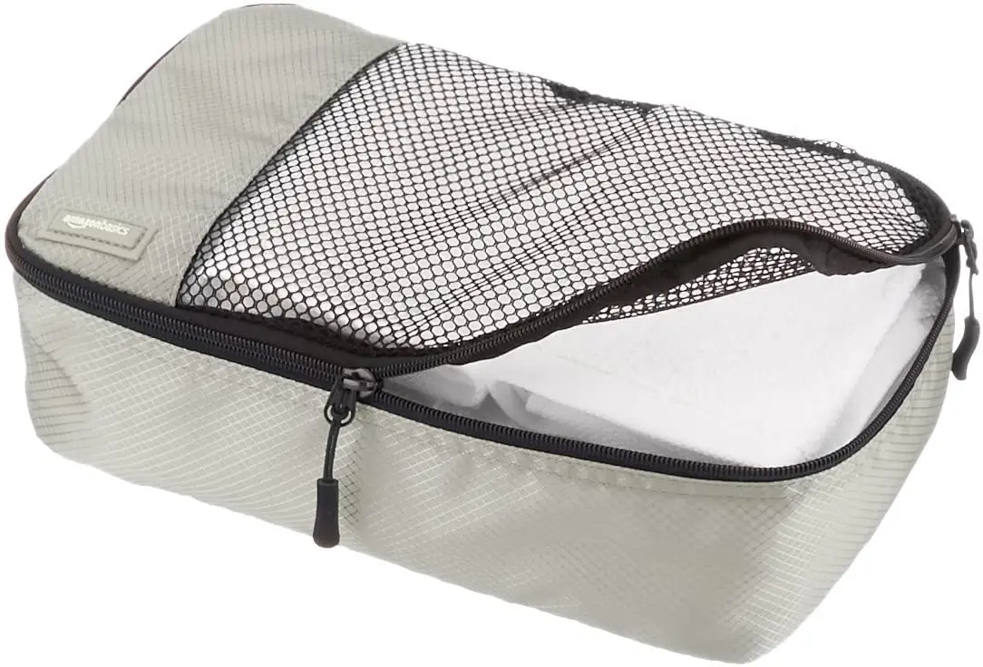 New design wholesale Small Packing Travel Organizer Cubes Set thin makeup brush holder bag storage packing bag Gray