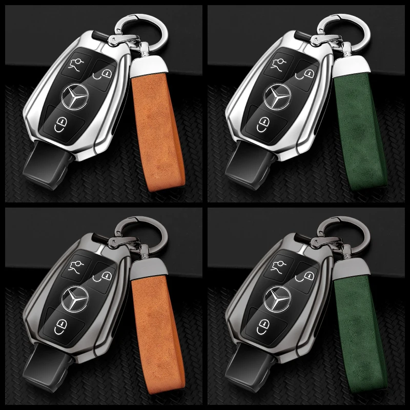 Zinc Alloy Leather TPU Car Key Cover for Mercedes Benz A B C E S Class W204 W205 W212 W213 W176 GLC CLA AMG W177