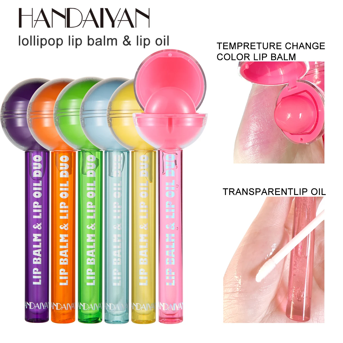 HANDAIYAN Manufacturer Brand Owners Lollipop Moisturizing Lip Balm Lip Oil 2 in 1 Vegan Makeup Cosmetics