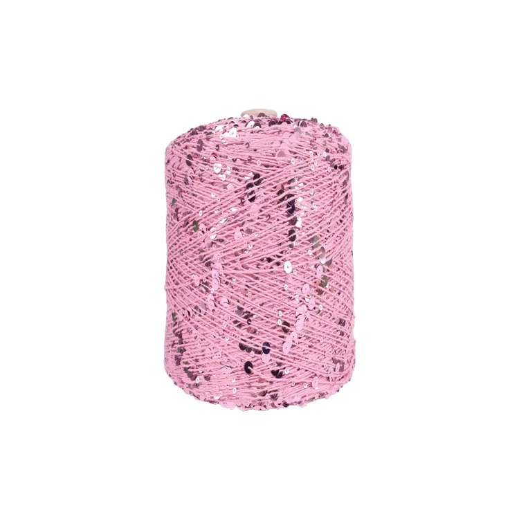 hot sell many color hand knitting yarn 3MM+6MM sequin on polyester thread fancy sequin yarn