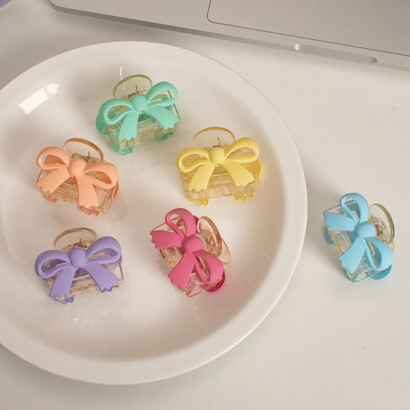Custom Cream Double-Sided Bow Grab Clip Cute Girl Heart Transparent Trumpet Hairpin Cartoon Hair Accessories