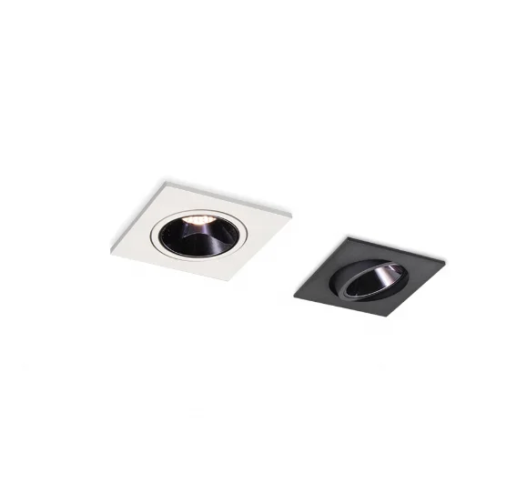 High quality anti glare COB LED aluminium down light 45 degree adjustable square flicker free driver 7 watt 12w cri90