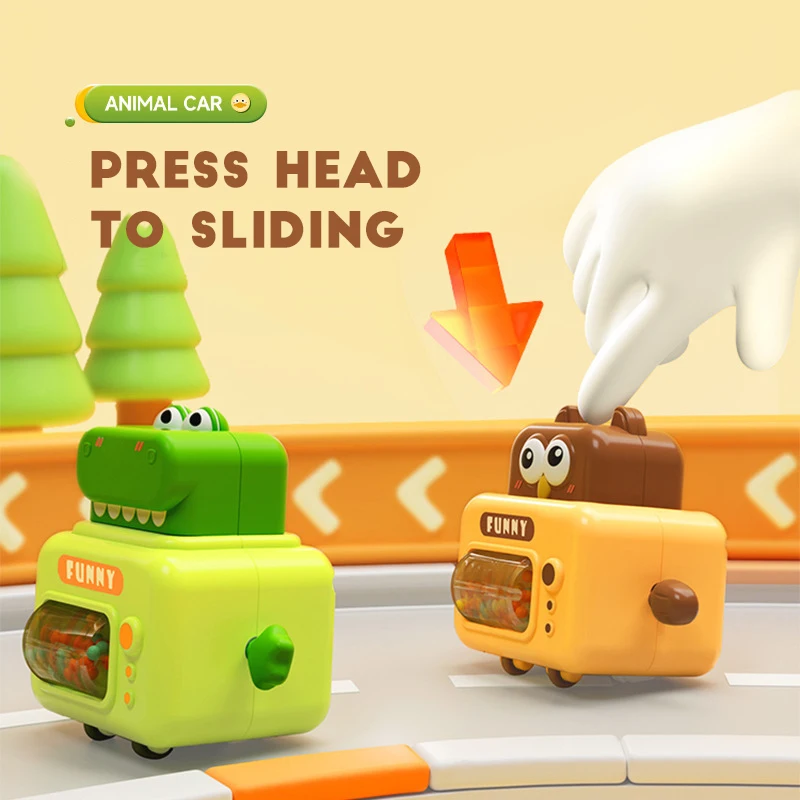 Press Go Toys For-children  Animal  Cartoon Vehicle Kids Play Pet Battle Sliding Small  Toy