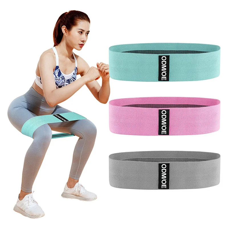 Fabric Resistance Band For Working Out Custom Logo Print 3 Cotton Fabric Hip Booty Bands Set Fitness Fabric Resistance Band