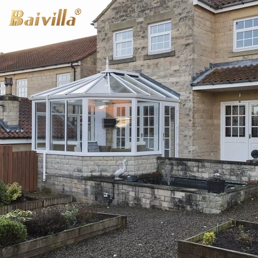 Hot Sale All Season Aluminum Profile High Quality Victorian Style Conservatory Attached House Patio Glass Housed Sunrooms
