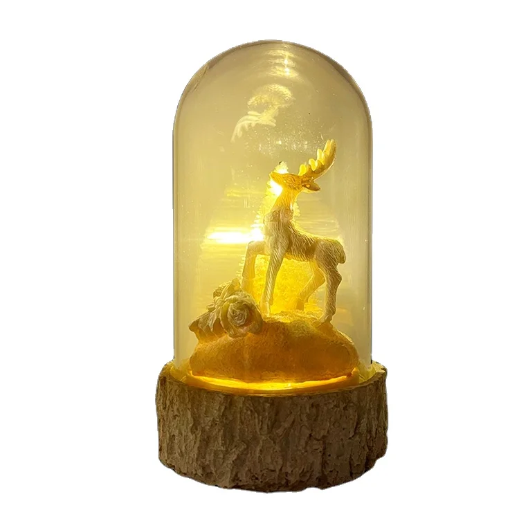 Popular Christmas gifts LED glass dome reindeer resin home furnishings