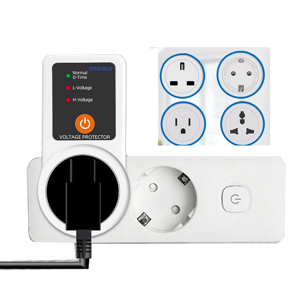 Automatic Voltage Protector Socket Switcher AC 220V 16A Power Surge Protector EU Plug Socket Voltage Safe Refrigerator Protector