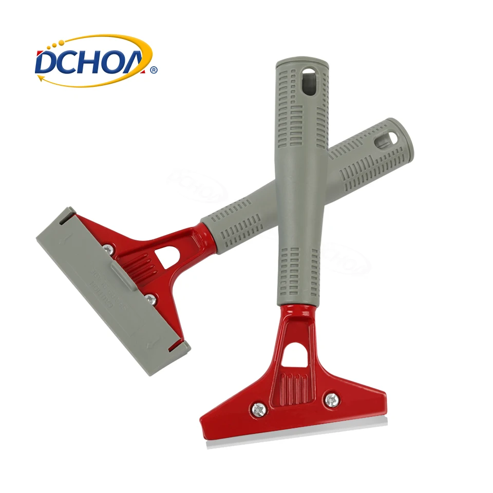 DCHOA 4'  Plastic Handle Cleaning Scraper Steel Blade Replacement vinyl squeegee