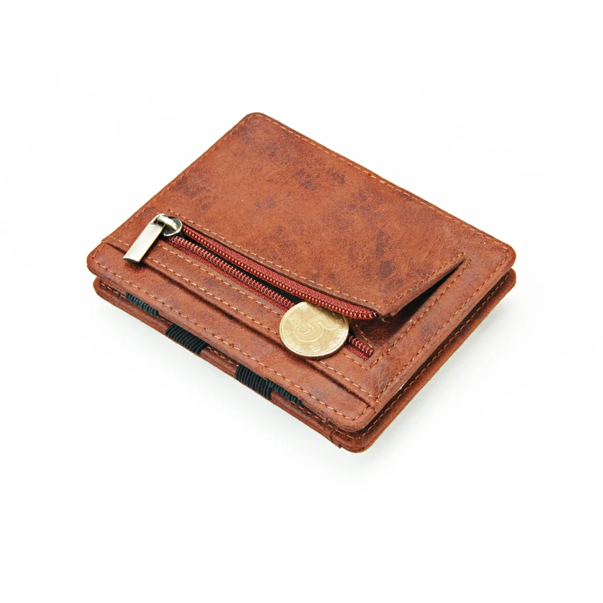 Hot-selling Factory Experienced Manufacture Price  Crazy Horse  Leather Rfid  Magic Coin Pocket Wallet smart wallet