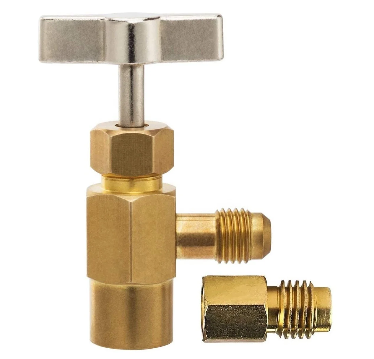 R134A Self Sealing Can Tap Valve Refrigerant Dispenser Tool with Tank Adapter for 1/4 and 1/2-inch AC Freon Charging Hose