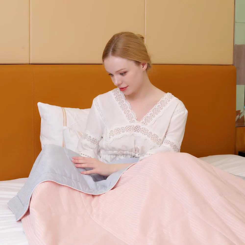 Weighted Blanket for Adults Cream Style French Design Queen Size Silk Satin Summer Duvet Bedding Set