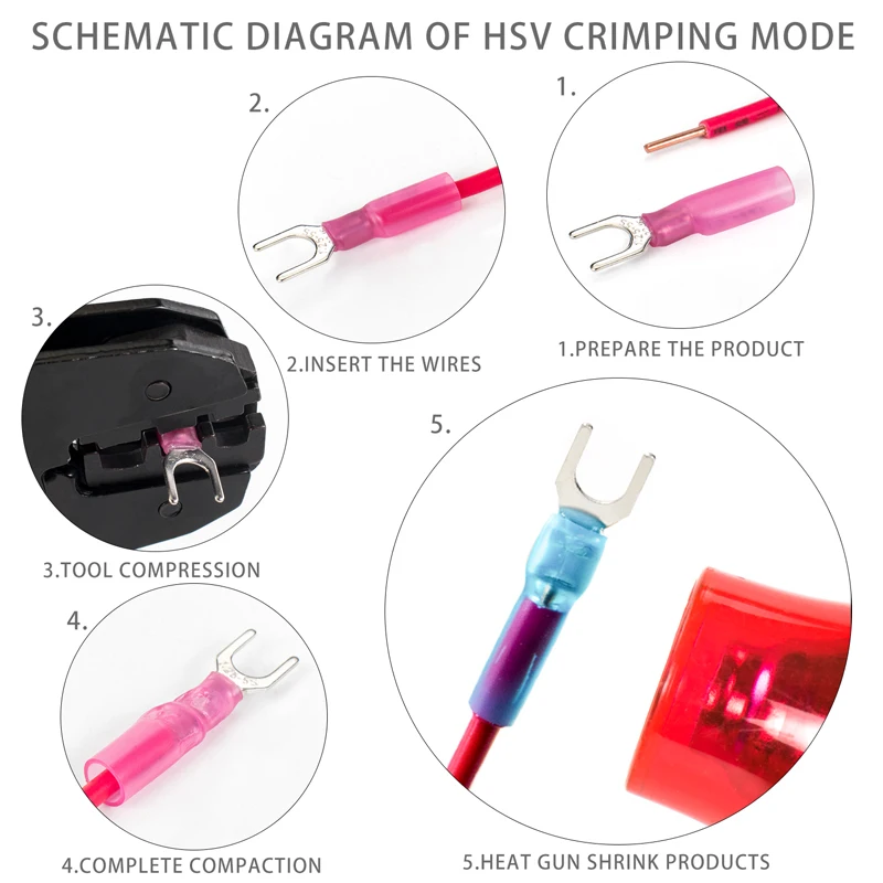 Sundimo Factory Wholesales Heat Shrink Fork Wire Connectors Waterproof Marine Automotive HS-SV Crimp Terminals