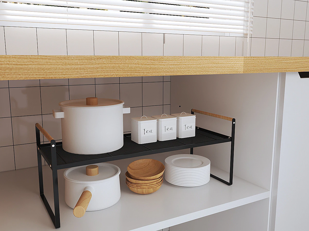 Kitchen Counter Shelves Simple Style Kitchen Under Sink Metal Storage Rack Cabinet Spice Storage Rack