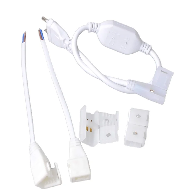 220V EU Power Plug 2 Pin Solderless Fast Connector for 100 meter 8mm/10mm No Lead Wire LED Strip 5050/2835 Neonflex COB Lights