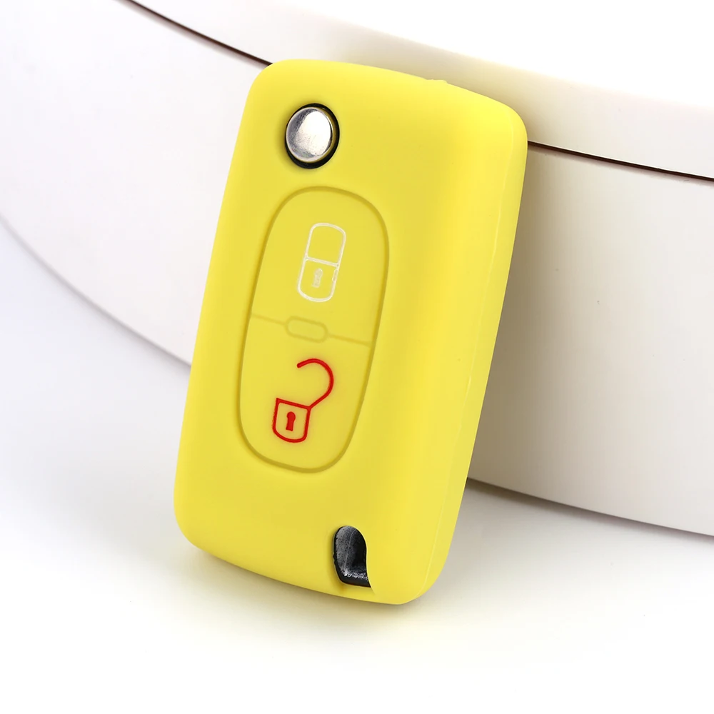High Quality Multiple Color Options Silicone Folding 2 Buttons Car Key Cover Case