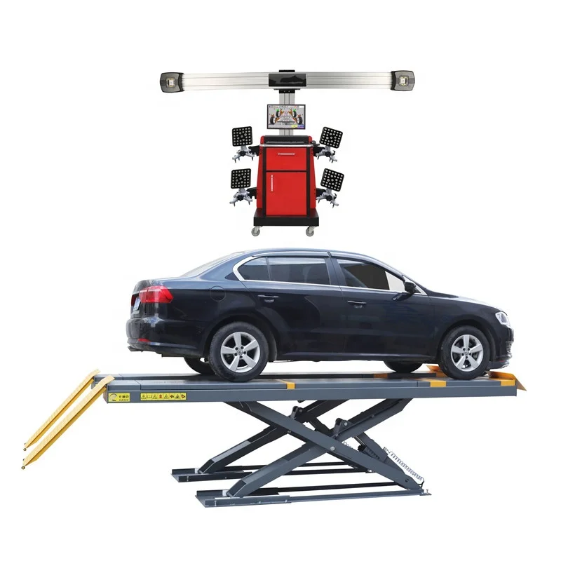 4000kg Workshop Scissor Lift Car Lifter Double Cylinder Hydraulic Auto Wheel Alignment Lift