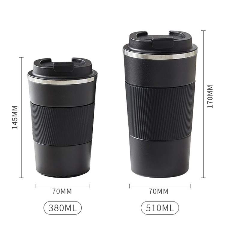 Stainless Steel Vacuum Cup Mug Custom logo Reusable Travel Coffee Tumbler With Silicone Sleeve Thermos Thermal Insulated Double