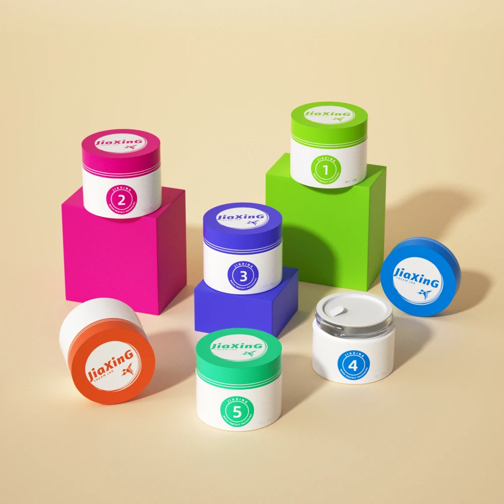 Customized paper box 5g 10g 20g 30g 50g pink cosmetics jars empty skincare packaging glass face cream jar with screw lid