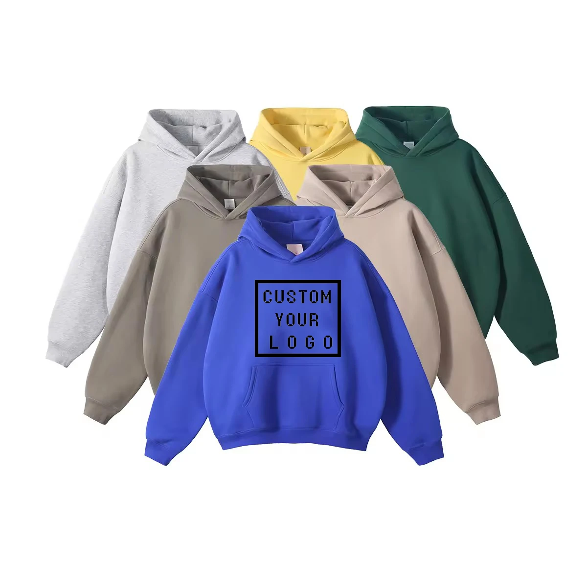 Custom High Quality Heavyweight crop Hoodie Pullover Cotton Terry Drop Shoulder Hoodies No String boxy unisex men Hoodies