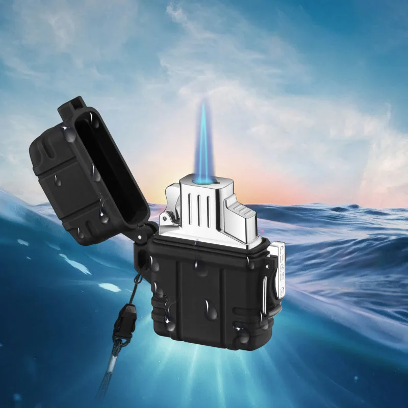 Waterproof Double Arc Charging Lighter with Rope Men Gift Fishing Anti-Drop Lighter