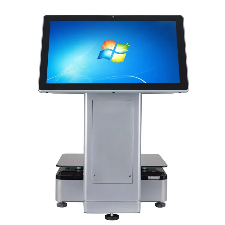 ai All-in-one pos dual touch screen scale 15kg 30kgs electronic weighting scale with built-in thermal printer for supermarket
