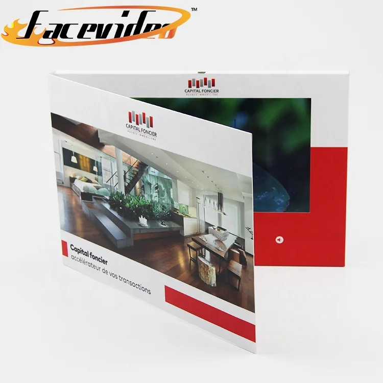 Customized logos promotional item gifts with brand logo cards lcd screen motion book for business video brochure box