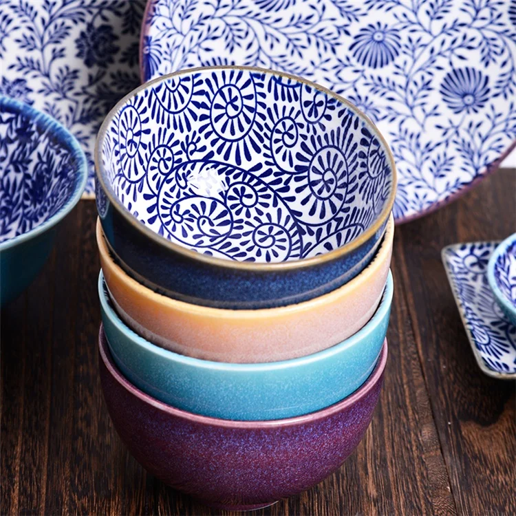 Multiple Sizes terracotta Ceramic Bowl Dinner Plate Square Dish retro Tableware Suit dinnerware sets wholesale turkish market