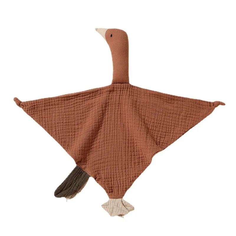 Hot Sale 0-1 Years Old Lovely Big Goose 100% Cotton Gauze Hand Puppet Sleeping Toys Nursing Security Blanket Baby Appease Towel