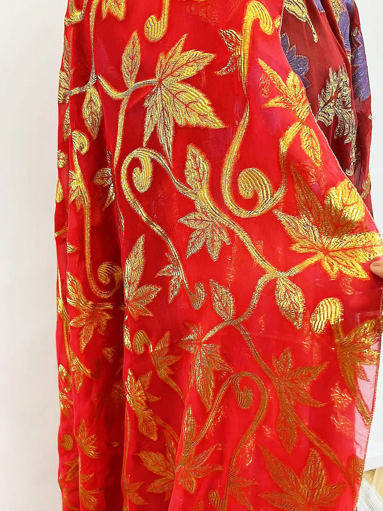 High Quality Beautiful silk blended lurex metallic gabasar width chiffon fabric