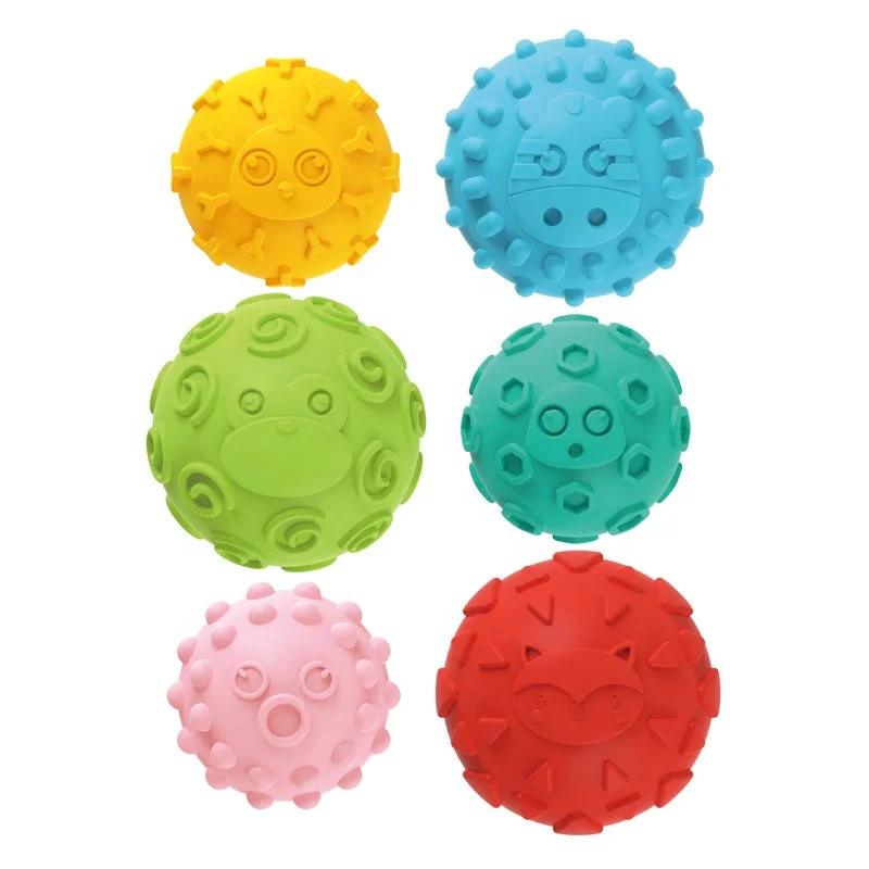 6 pieces vinyl soft bath baby ball toys with different colors