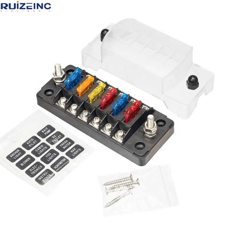 Onein 6out vehicle fuse Seat 6bit fuse box lampfree high current with independent positive and negative pole busbar