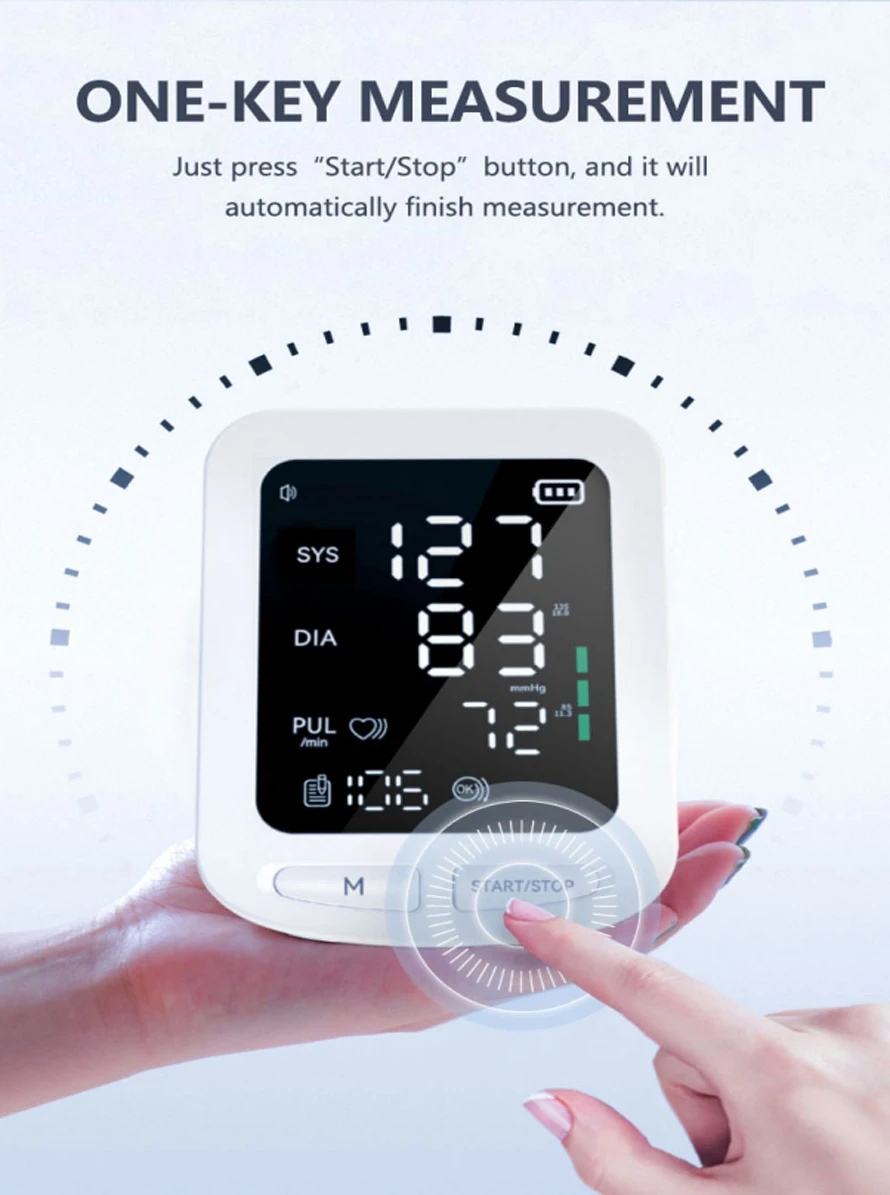 4.6 Inches LED Electronic Sphygmomanometer Digital Upper Arm Blood Pressure Monitor with Voice