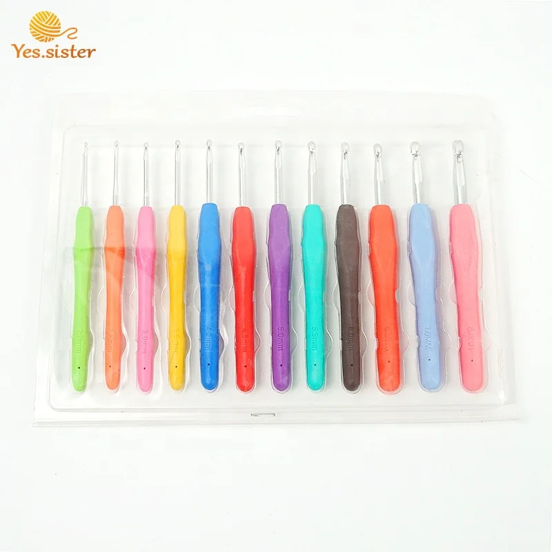 Wholesale Knitting Tool Crochet Hook Ergonomic Hooks Knitting Needle Set 12 Pcs