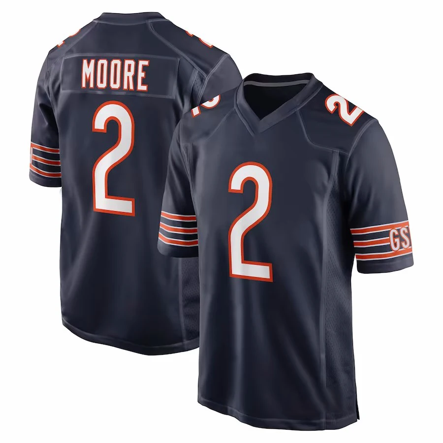 Оригинальная 1:1 Американская Футбольная майка мужская Chicago Bears D.J. Moore NK темно-синяя командная цветная игра Регби Джерси регби одежда на