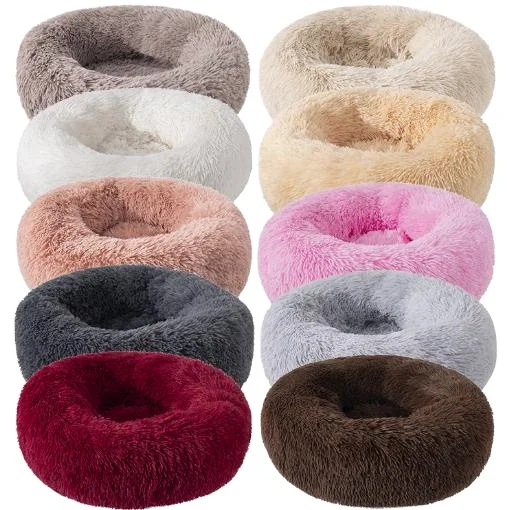 Washable Cat and Dog  wholesale luxury donut round plush dog pet cat bed