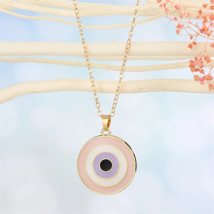 Turkey Blue Eye Necklaces Circular Ellipse Geometry Gold Plated Jewelry Punk Women Statement Necklace Chain 1