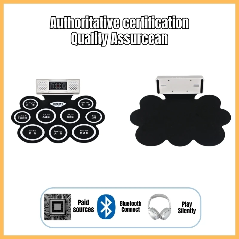 Portable 9-Pad Silicone Digital Hand Roll Drum Set for Kids - Fun, Safe, and Easy-to-Use Electronic Musical Instrument