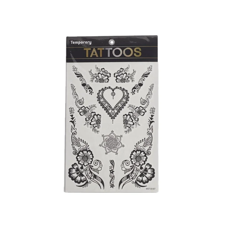 Custom colorful black water transfer temporary tattoos for mens body art tattoos safe non-toxic stickers