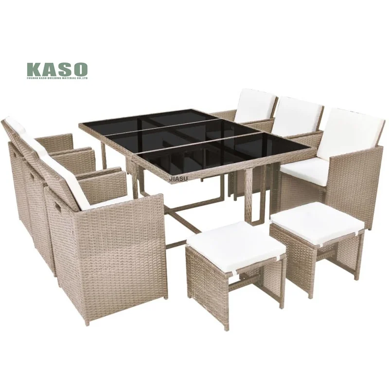 All Weather Patio Aluminum Outdoor Dining Set Wood