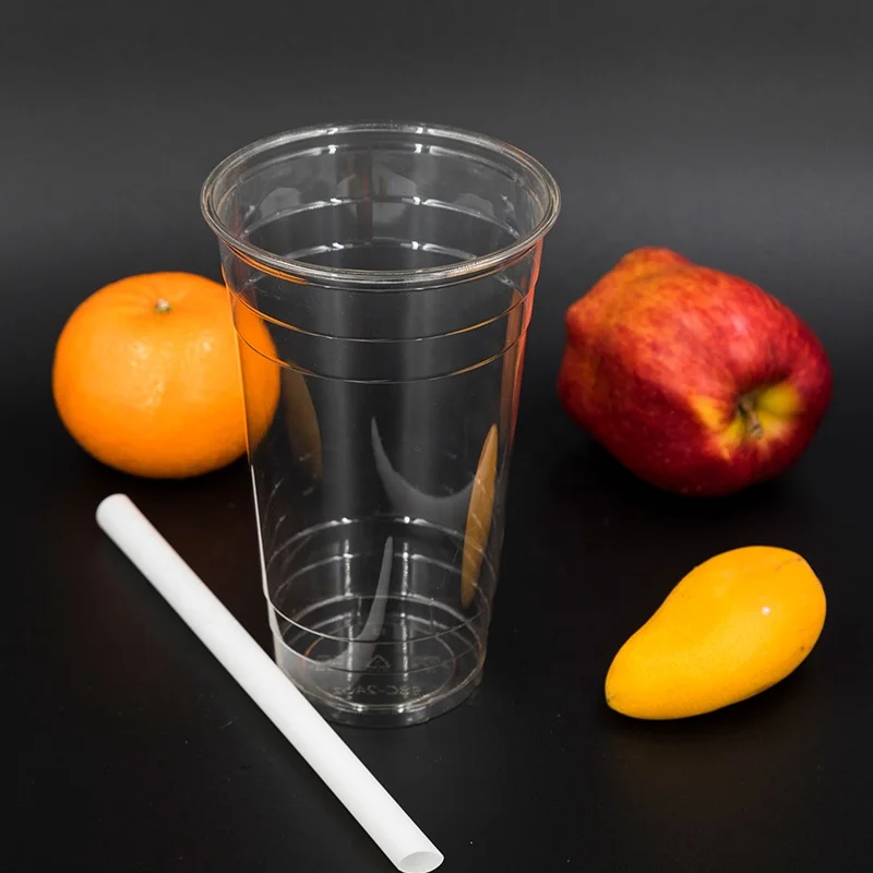Disposable PLA Transparent cool Drinking Cups Biodegradable transparent cold drink cup  for milk tea shops
