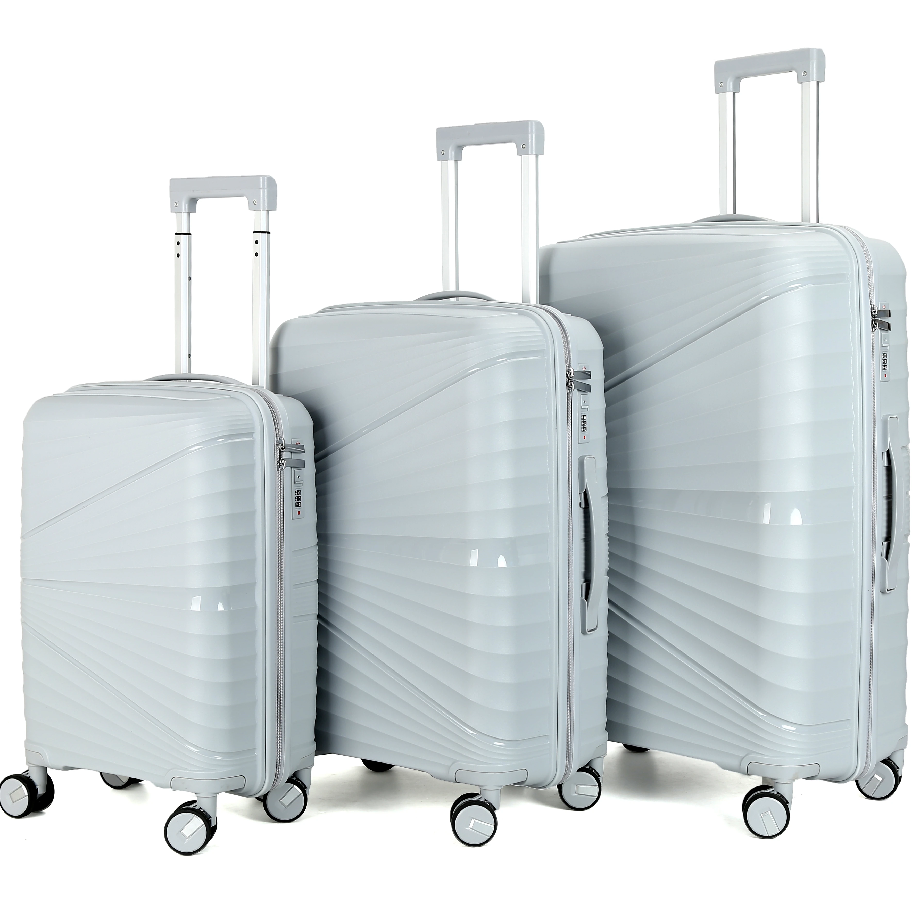 Travel Luggage Bag 3 Pieces Trolley Luggage Set Suitcase Factory Wholesale PP Unisex Style Spinner Lock Colorful Material Gender