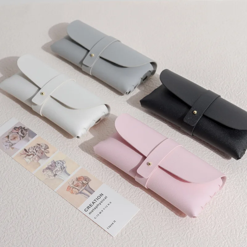 Promotion Gift Simple Glasses Bag Soft Leather Pen Pouch Bag Portable Sunglasses Pencil Case