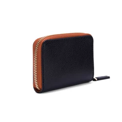 Wholesale Fashionable Minimalist Customized Services Zippered Leather Credit Card Holder Wallet With Zipper For Women