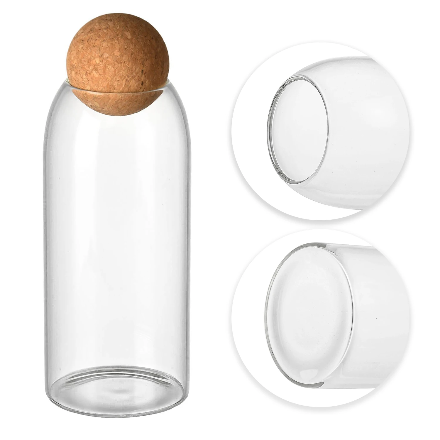 Cheap Wholesale Price 500ml 800ml 1200ml Beverage Storage Containers Glass Jar With Cork Bamboo Lid