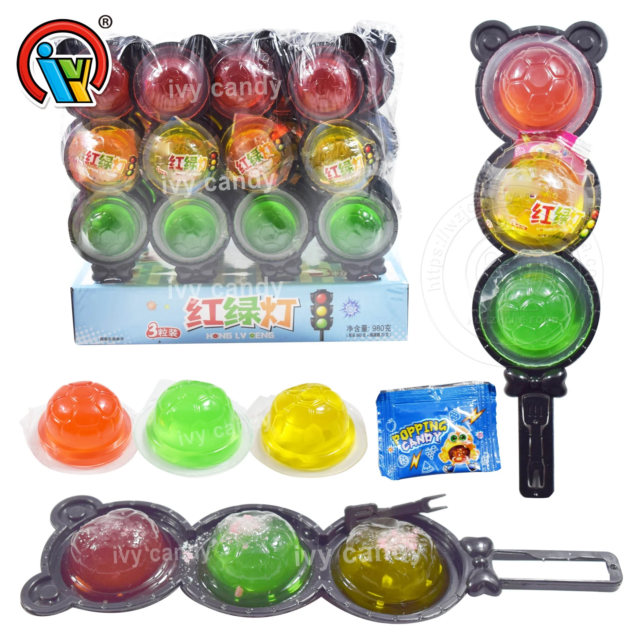Traffic light 3 in 1 fruit jelly cup candy for sale